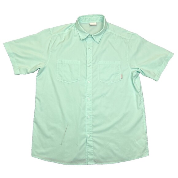 Columbia Sportswear Button Down Shirt Adult Large Regular Fit Green Short Sleeve - Picture 1 of 11